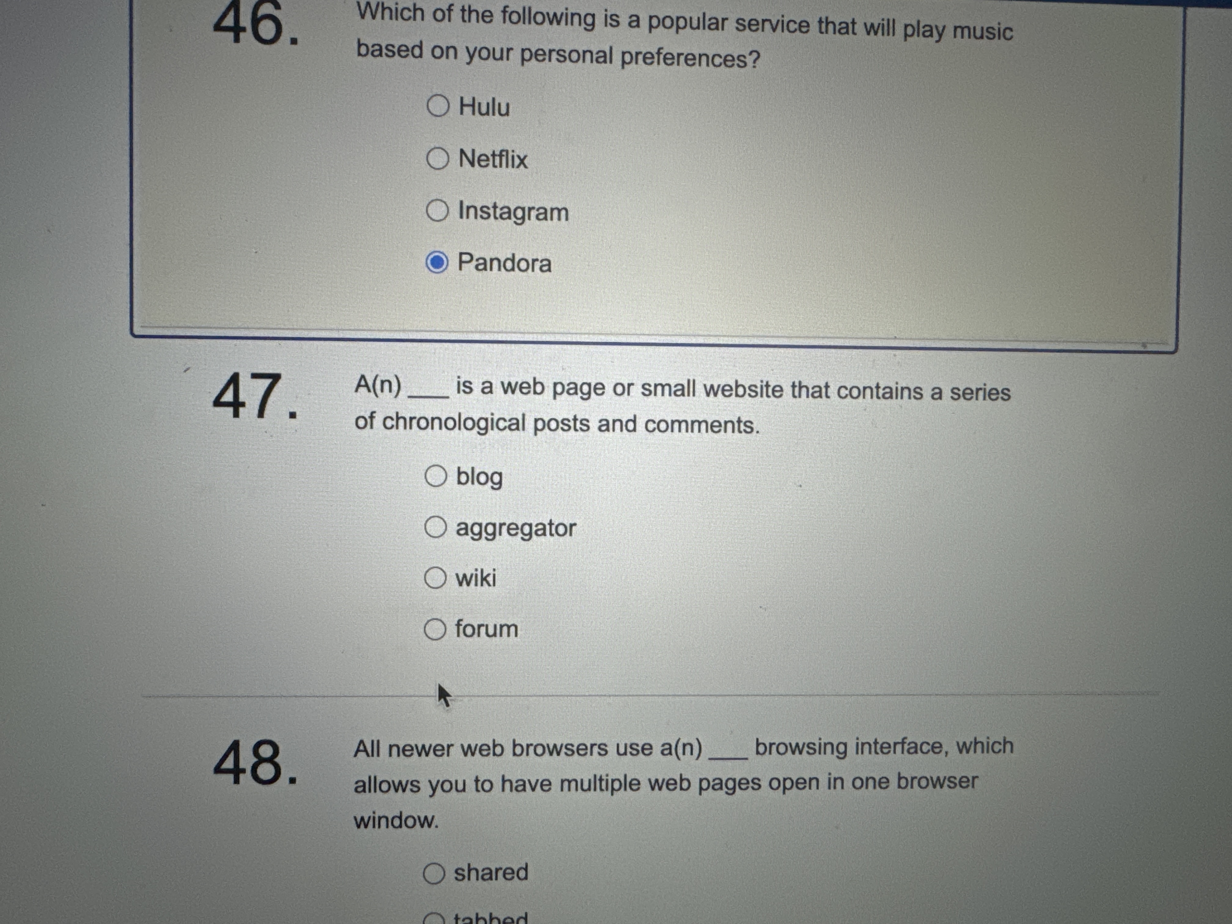 Which of the following is a popular service that