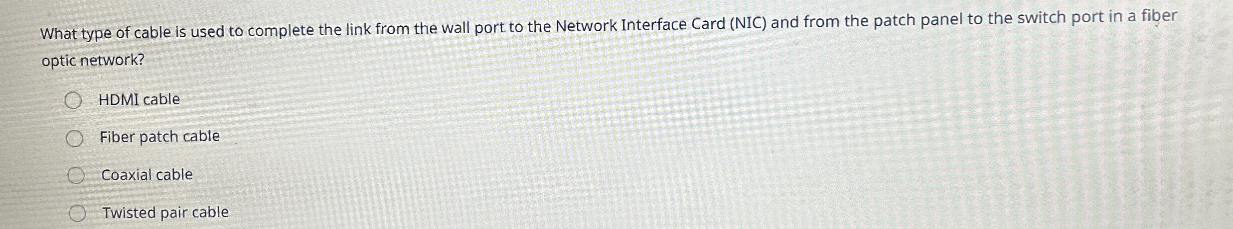 What type of cable is used to complete the link