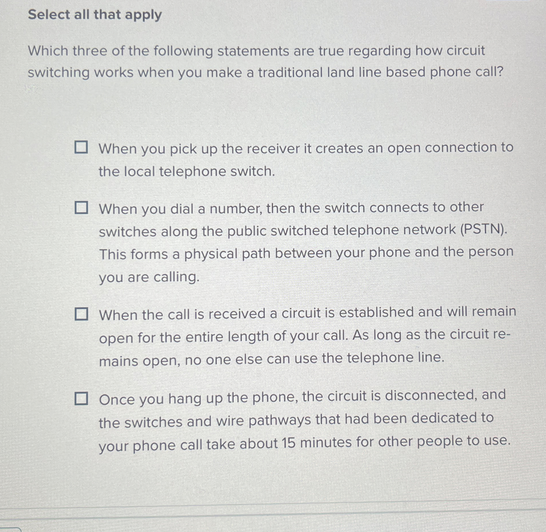 Select all that apply Which three of the