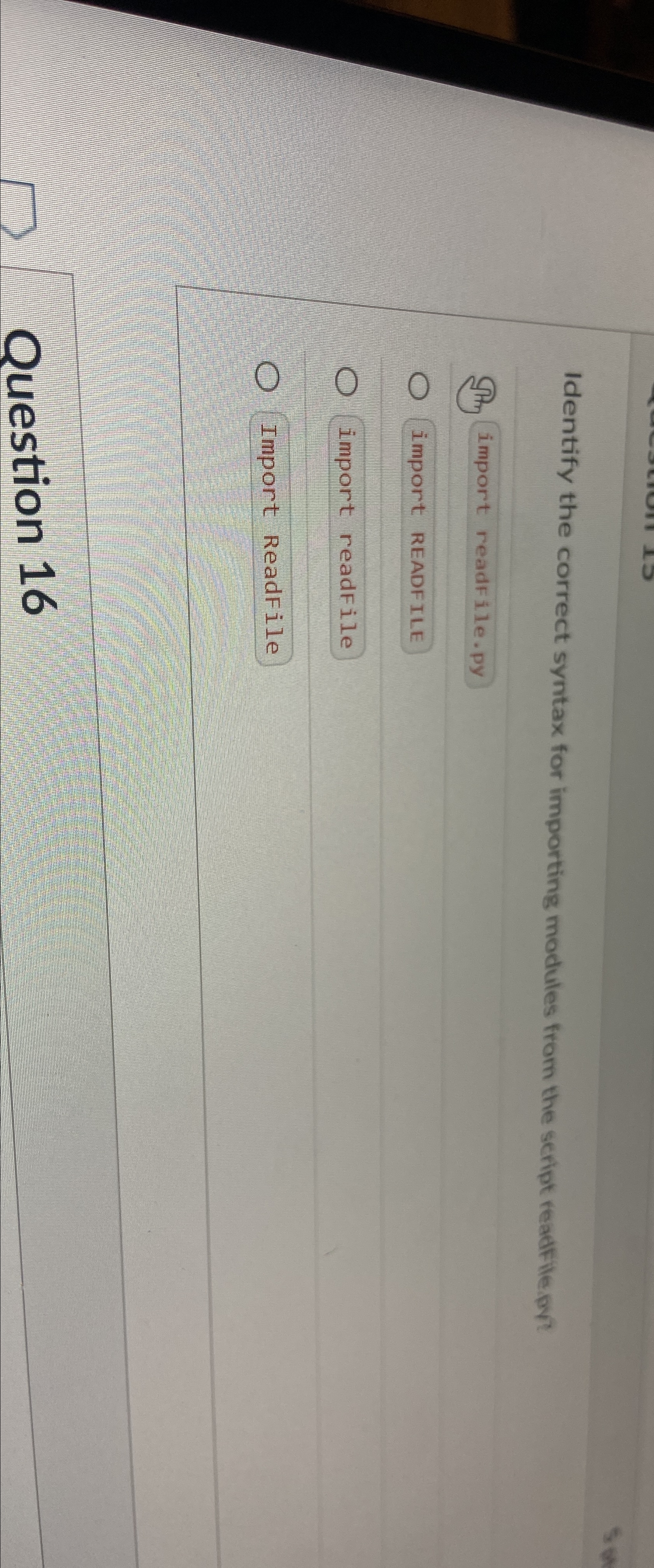 Identify the correct syntax for importing modules