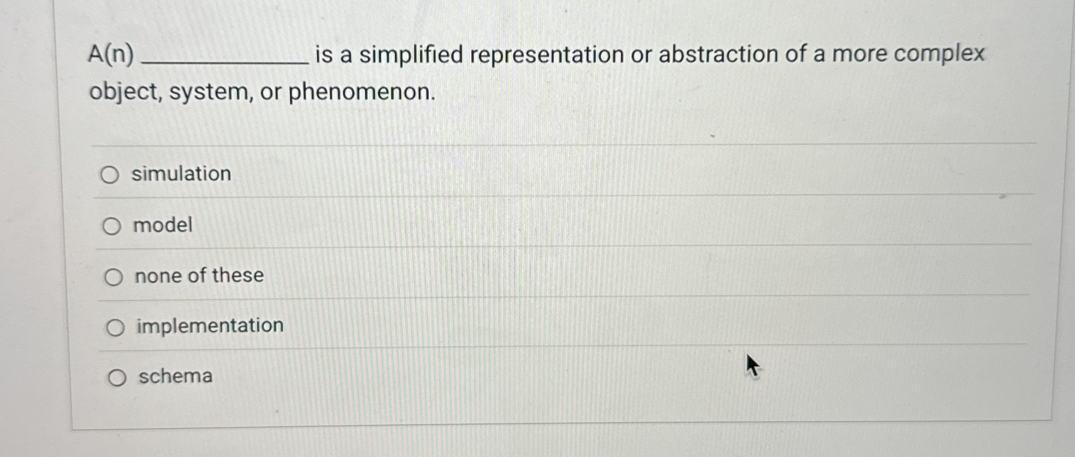 A ( n ) is a simplified representation or