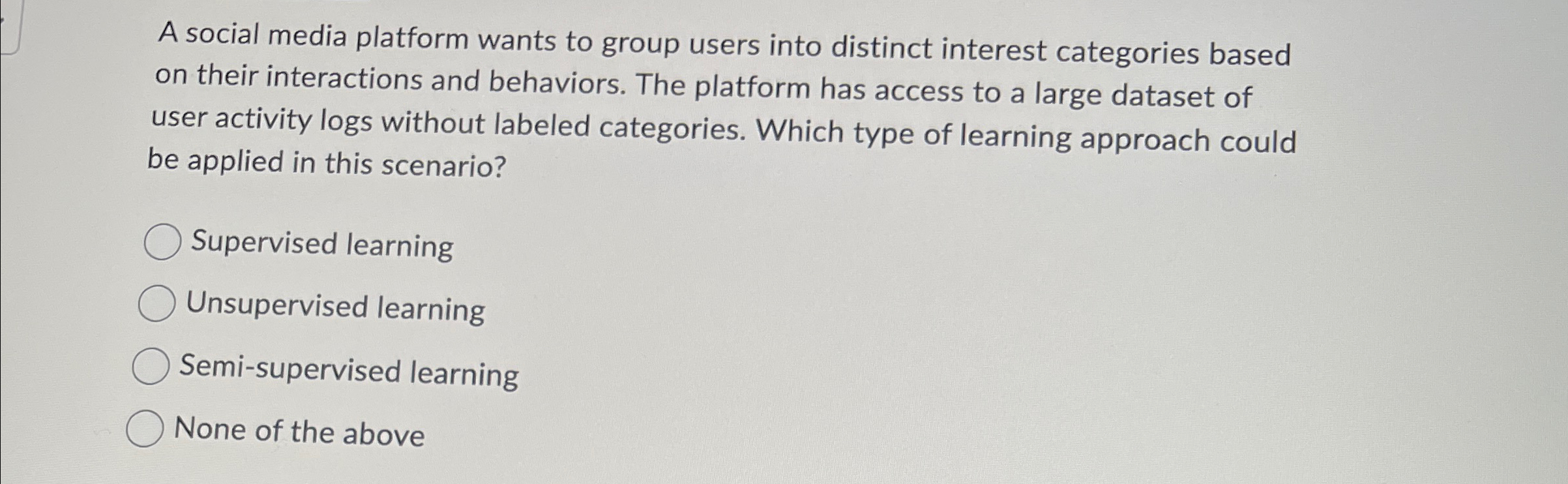 A social media platform wants to group users into