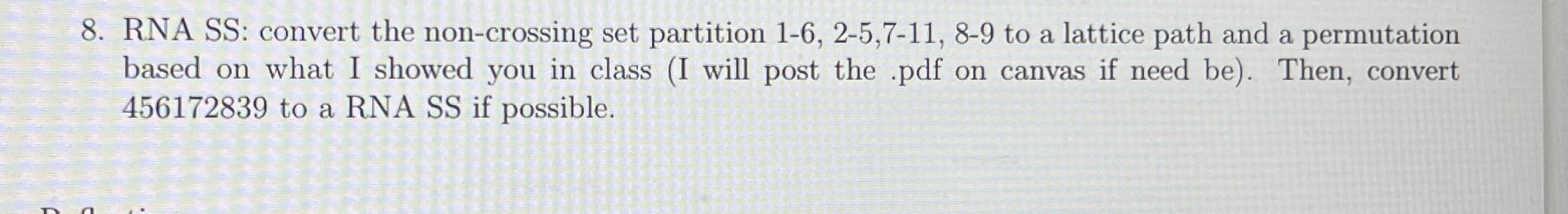 RNA SS: convert the non - crossing set partition