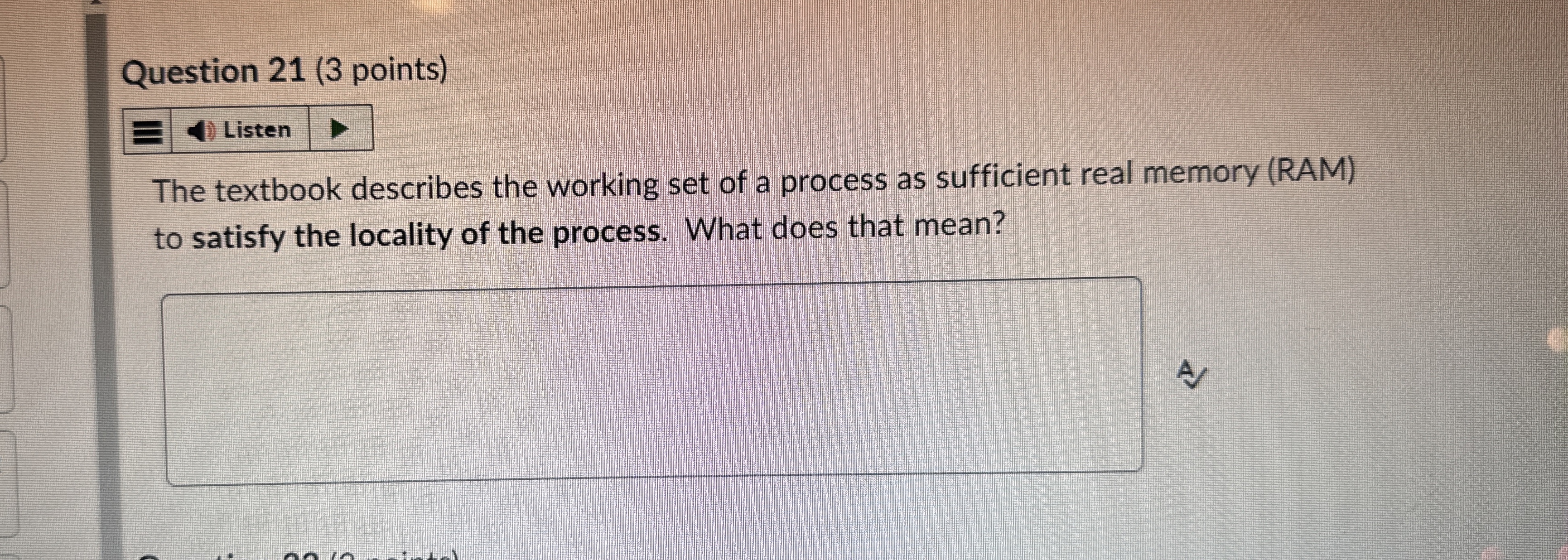 Question 2 1 ( 3 points ) The textbook describes