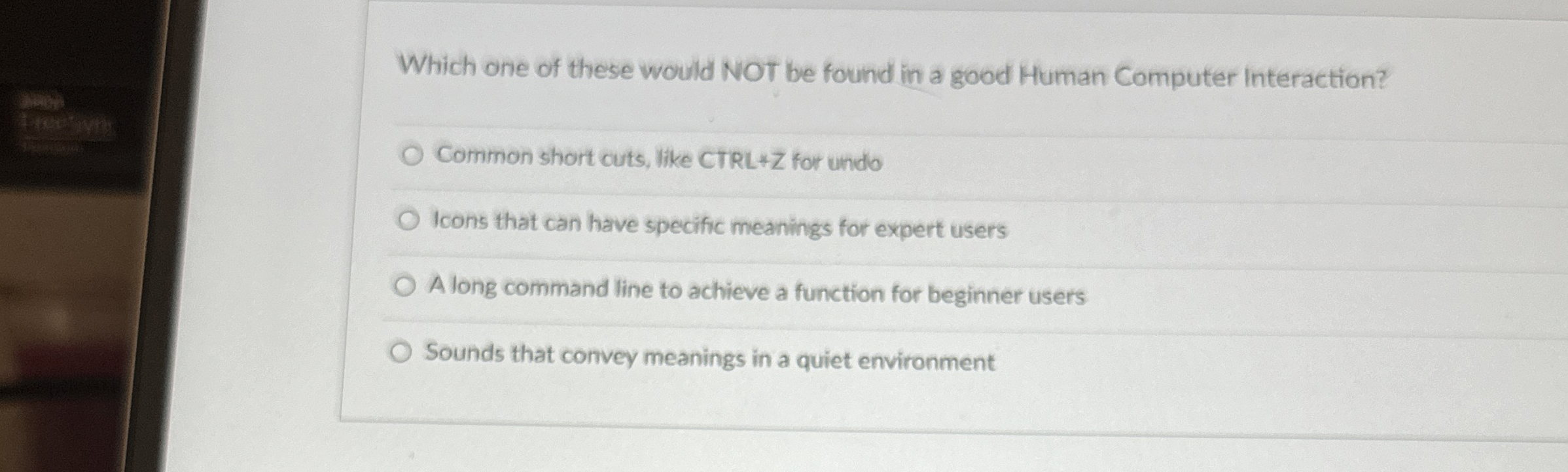 Which one of these would NOT be found in a good