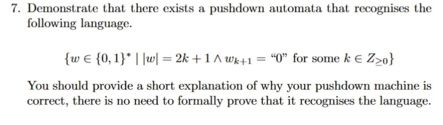 Demonstrate that there exists a pushdown automata