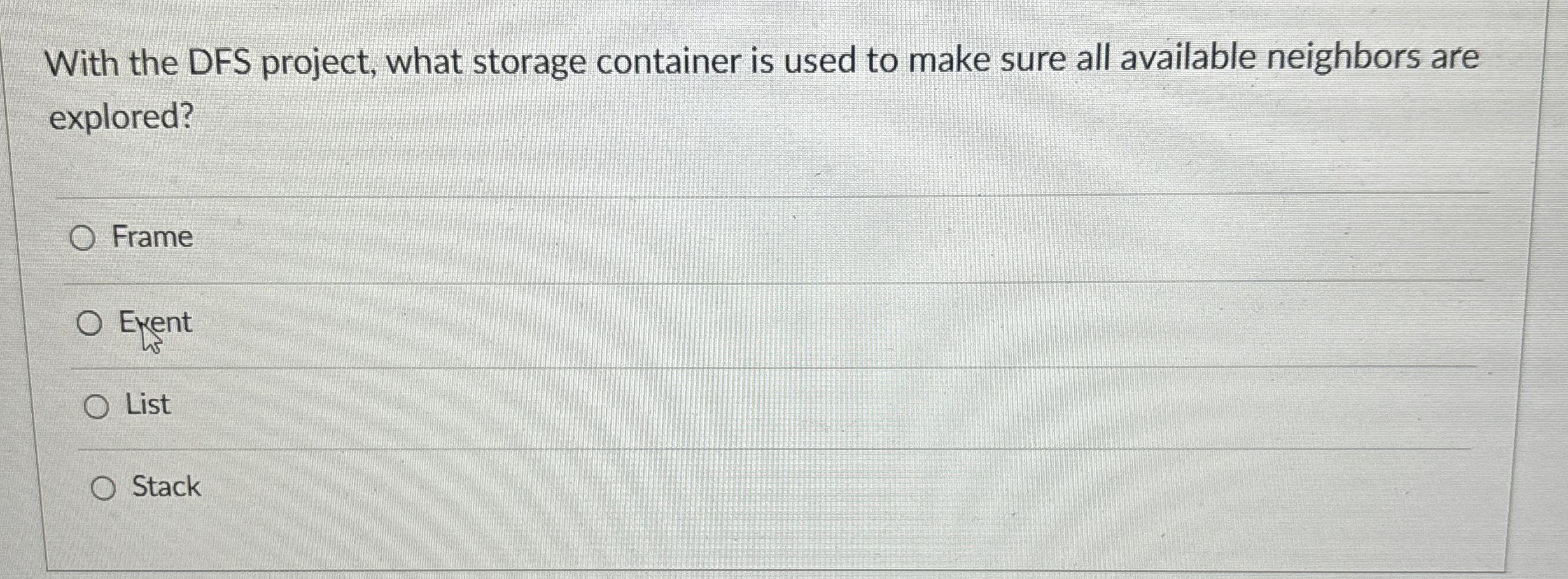 With the DFS project, what storage container is