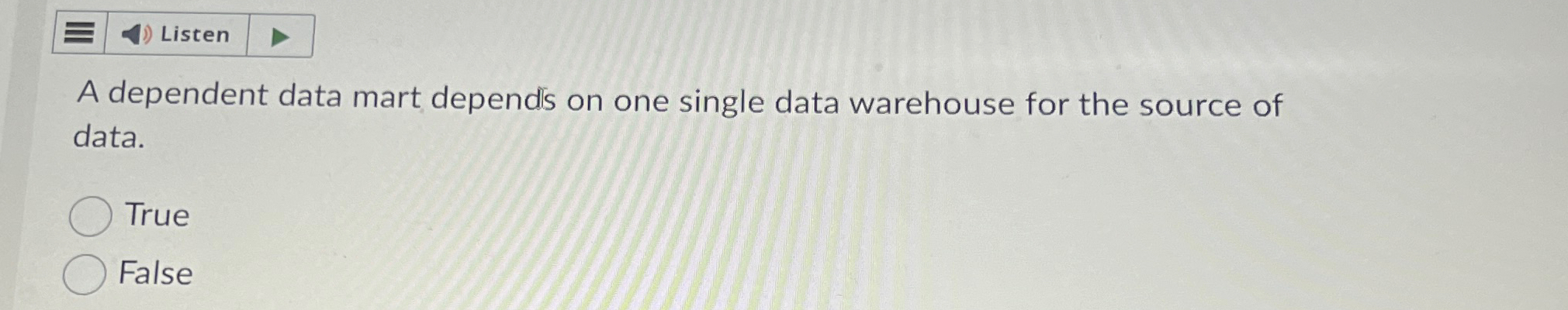 Listen A dependent data mart dependls on one