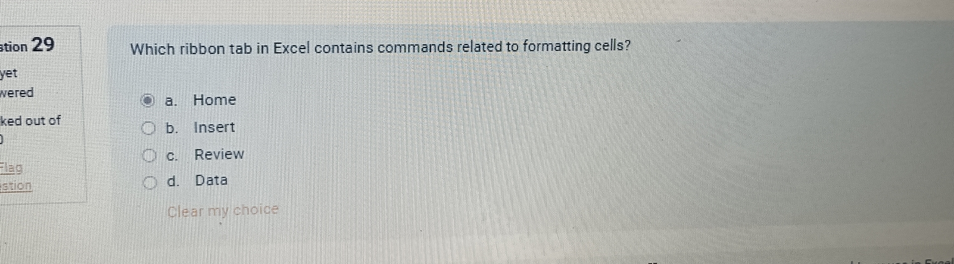 2 9 Which ribbon tab in Excel contains commands