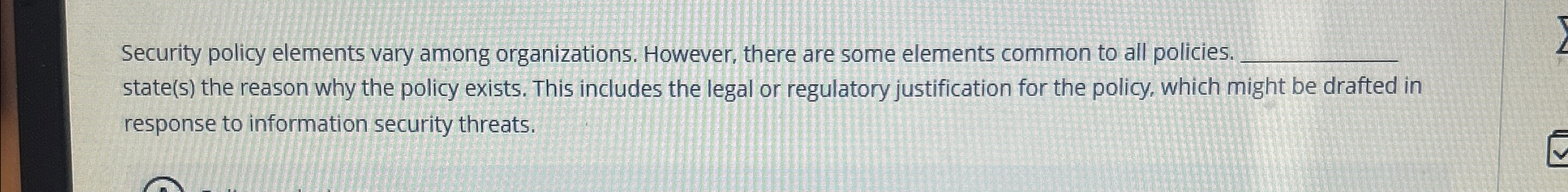 Security policy elements vary among