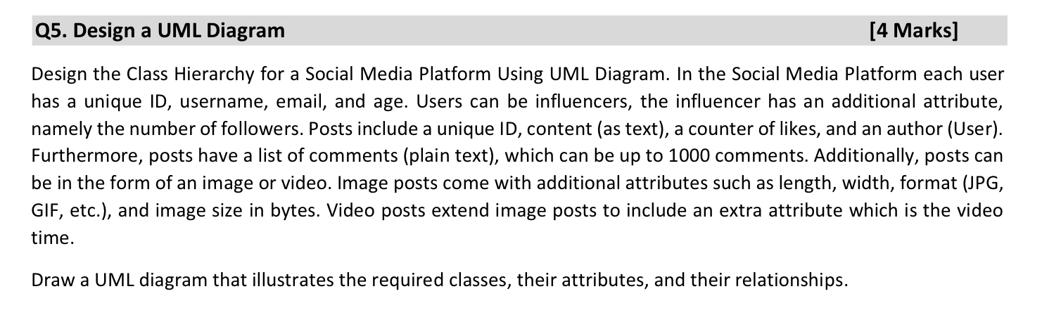 Q 5 . Design a UML Diagram Sove this using