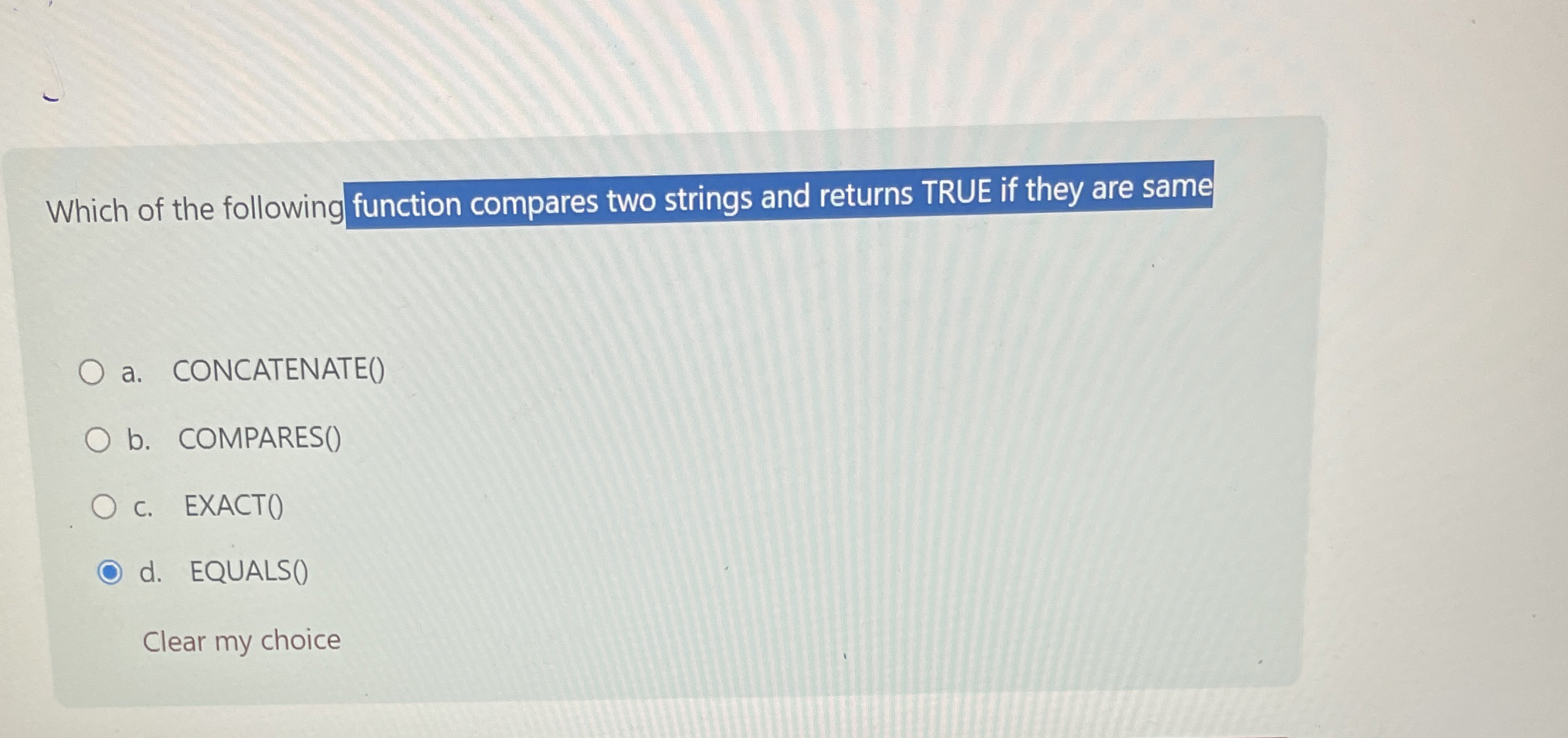 Which of the following function compares two