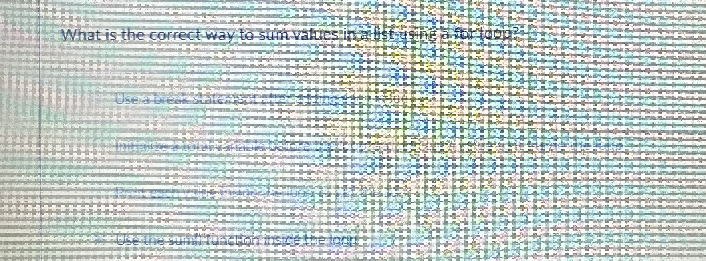 What is the correct way to sum values in a list