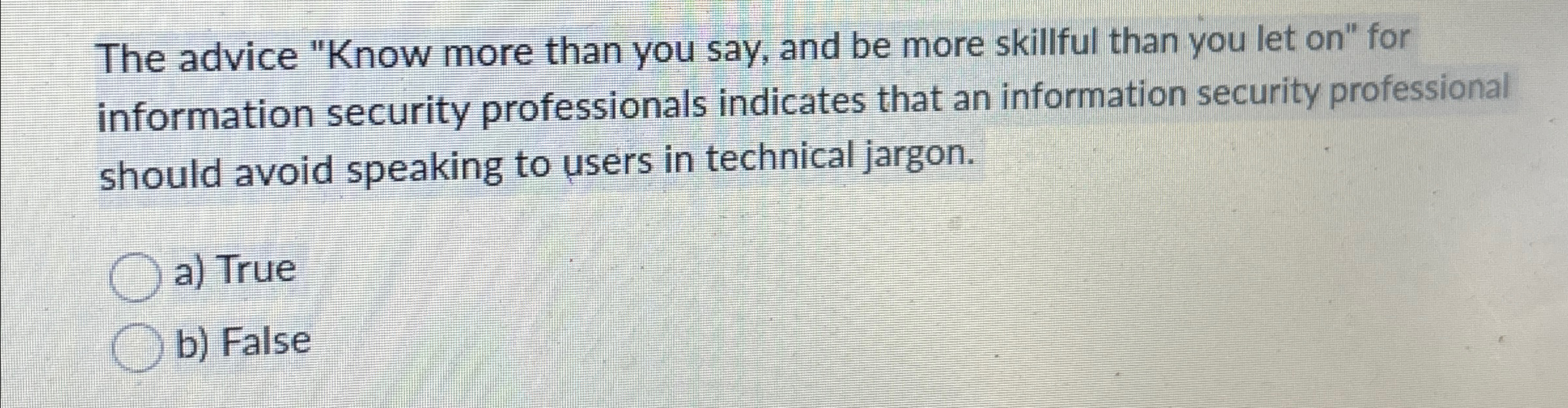 The advice "Know more than you say, and be more