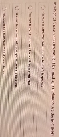 In which of these scenarios would it be most