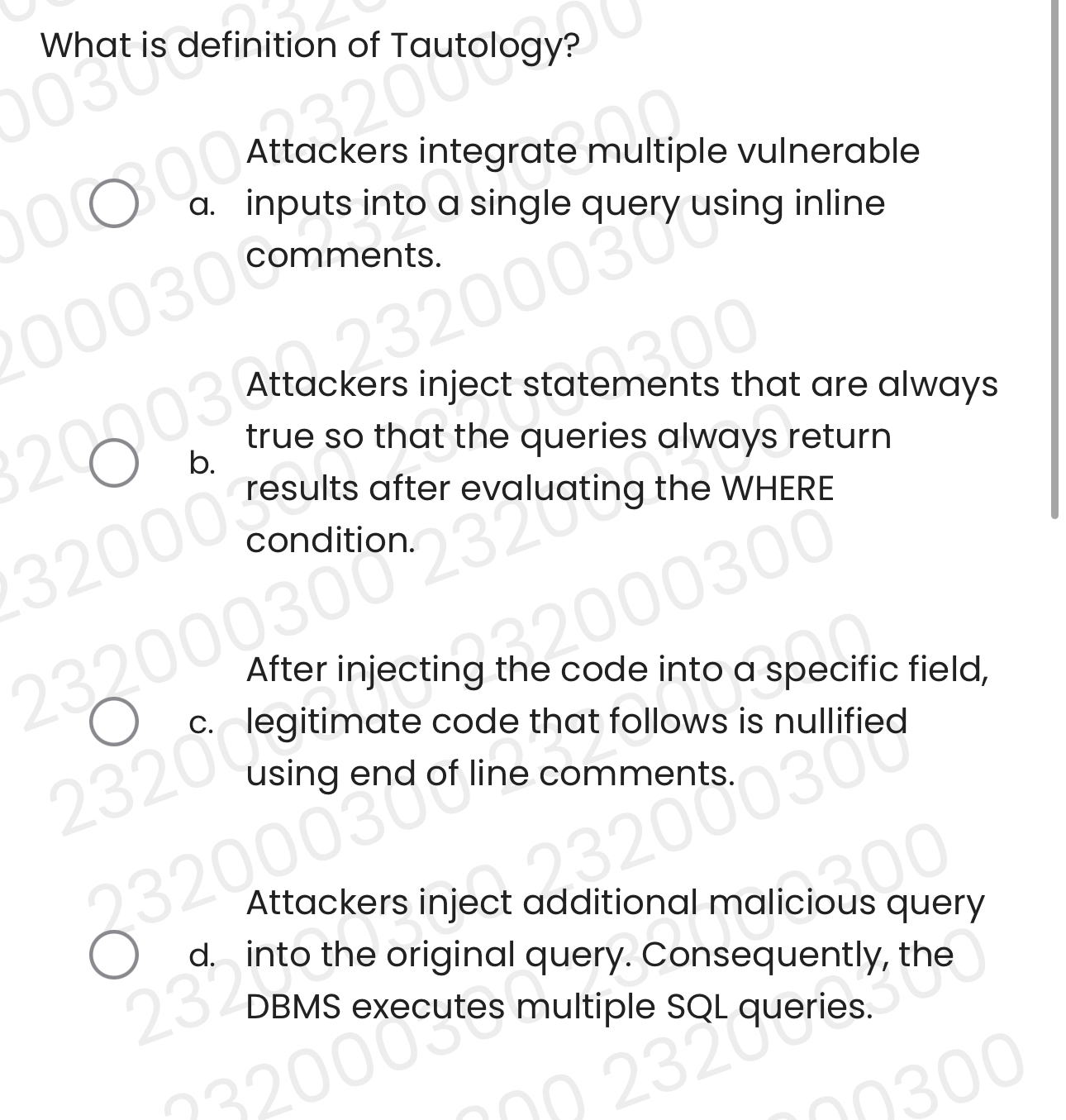 What is definition of Tautology? Attackers