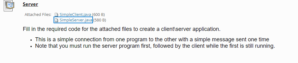 Server Fill in the required code for the attached