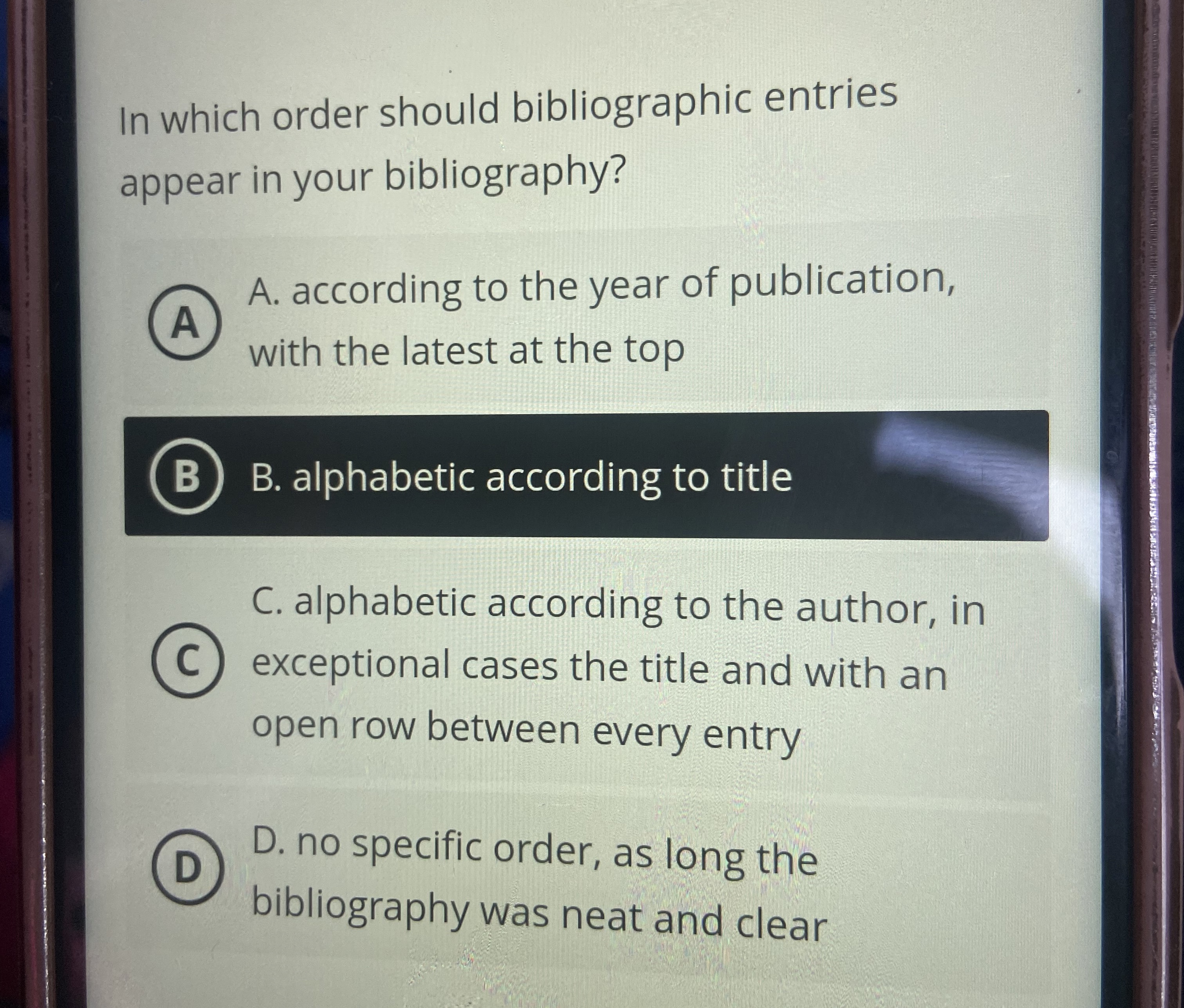 In which order should bibliographic entries