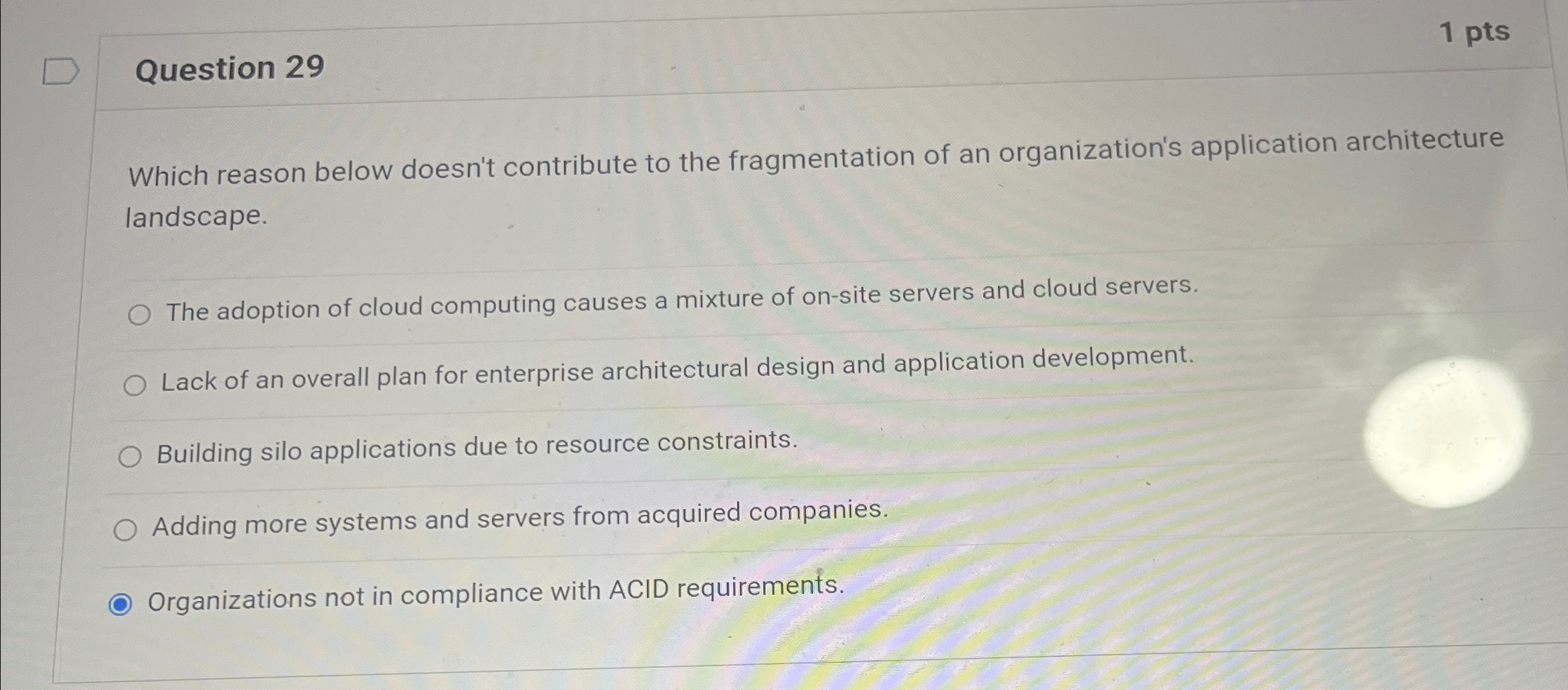 Question 2 9 1 p t s Which reason below doesn't