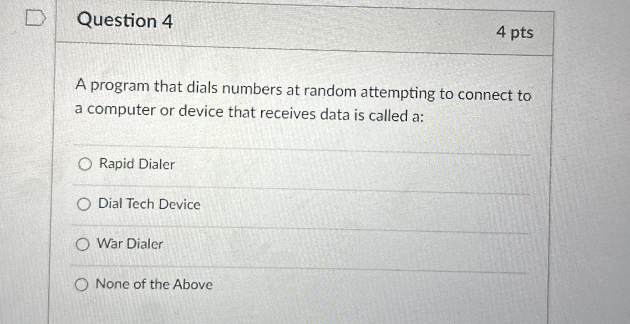 A program that dials numbers at random attempting