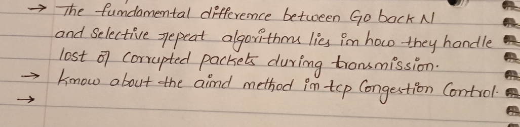 The fundamental difference between Go back N and