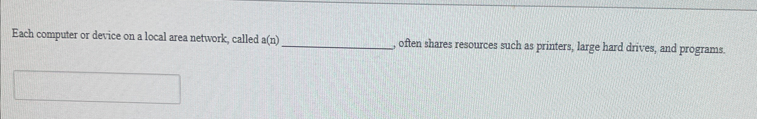 Each computer or device on a local area network,