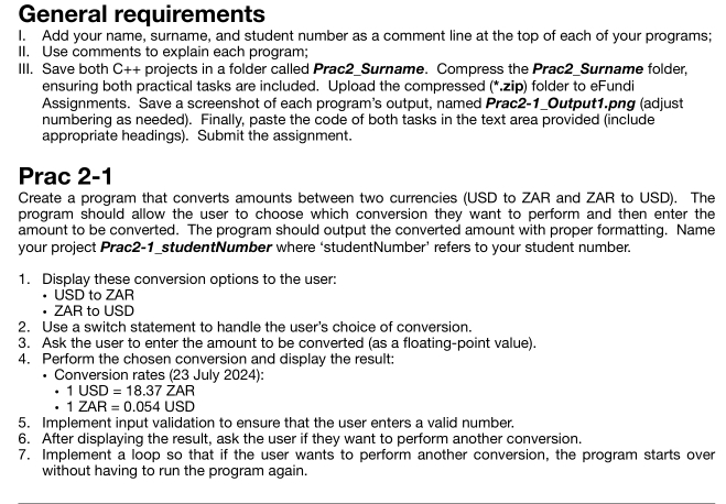 General requirements I. Add your name, surname,