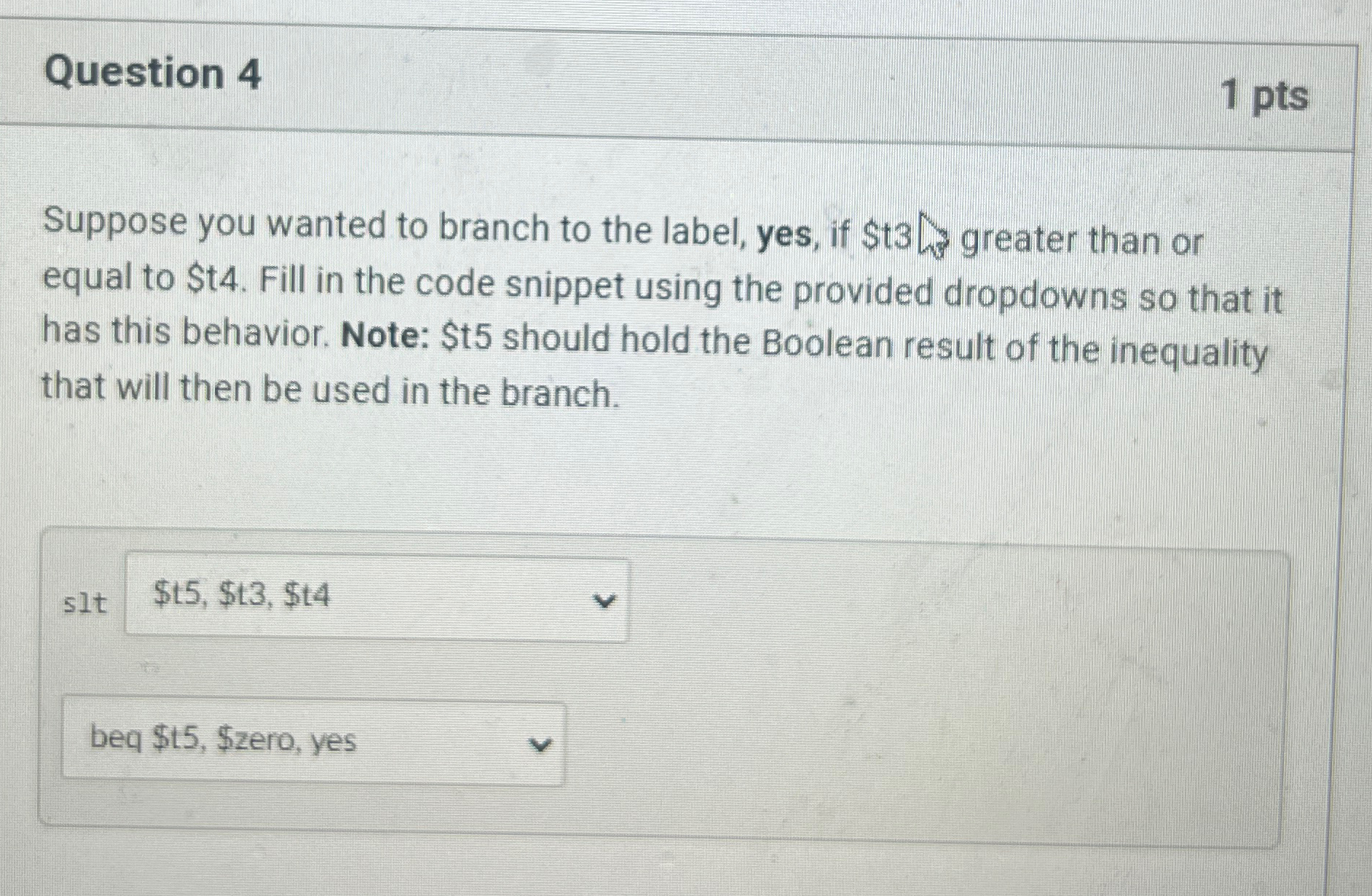 Question 4 1 p t s Suppose you wanted to branch