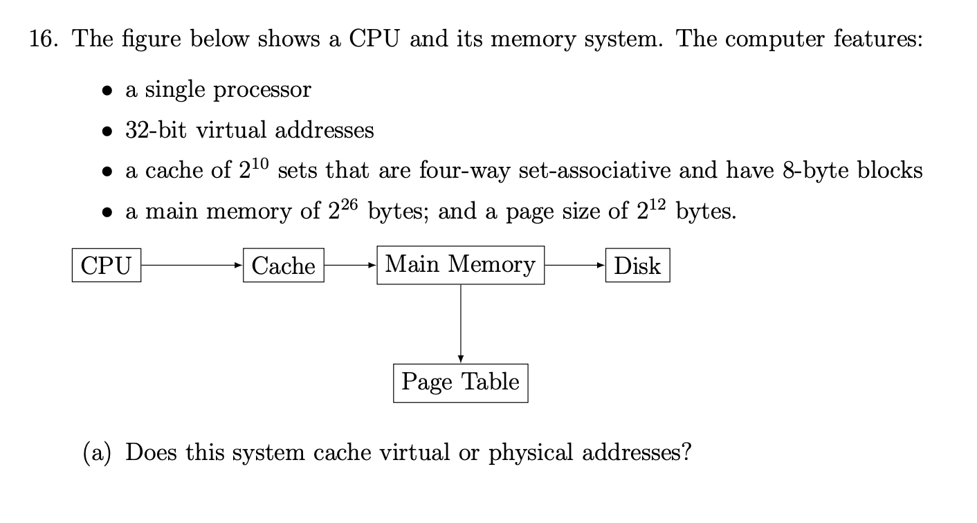 The figure below shows a CPU and its memory
