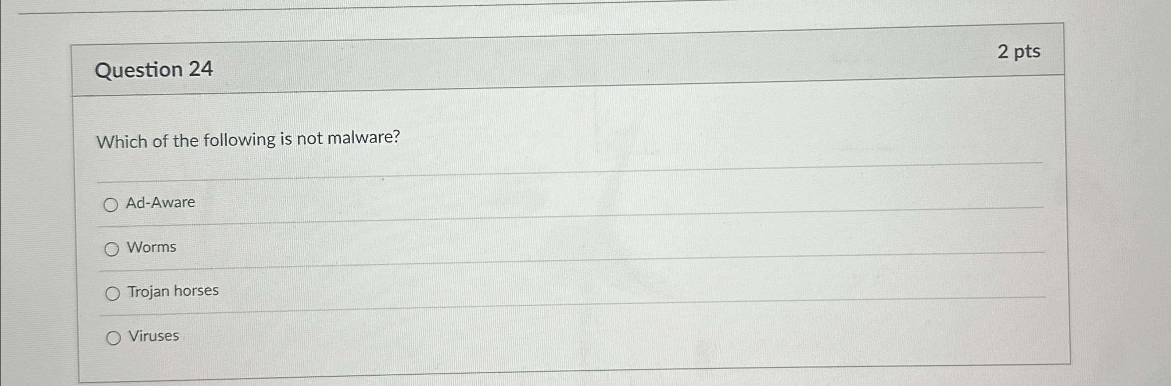Question 2 4 2 pts Which of the following is not