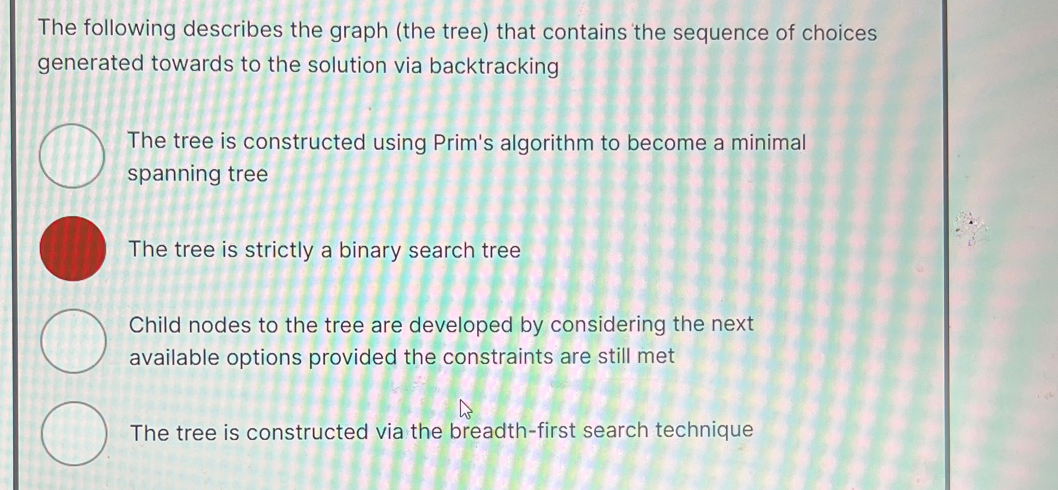The following describes the graph ( the tree )