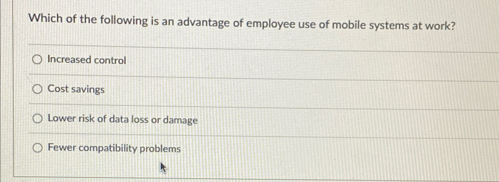 Which of the following is an advantage of