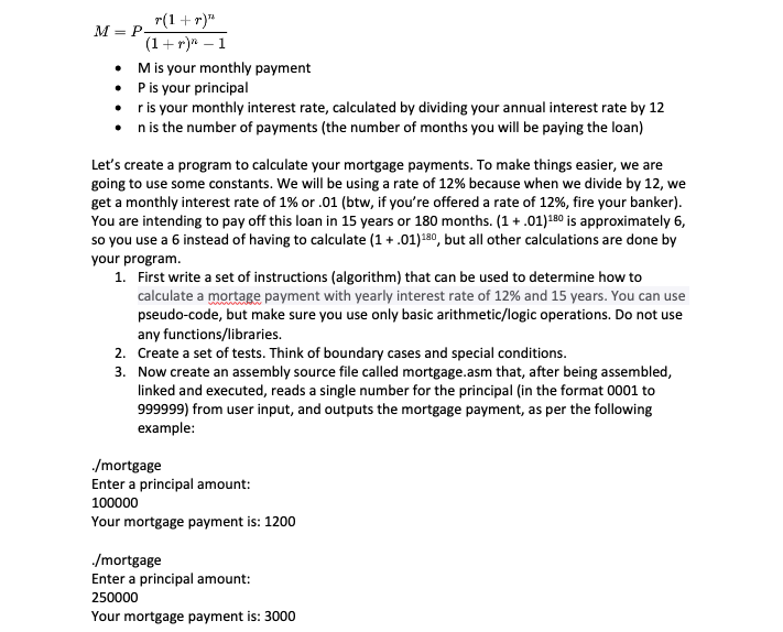 Write in NASM x 6 4 Assembly, the results should