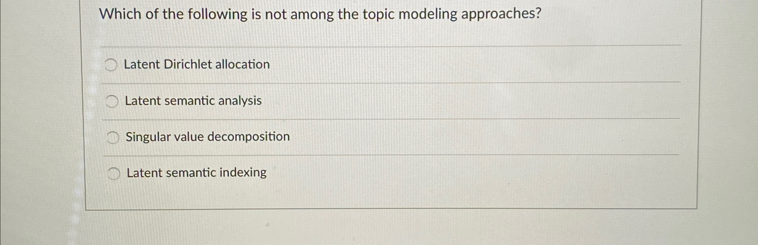 Which of the following is not among the topic