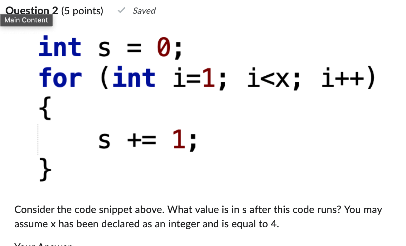 Consider the code snippet above. What value is in