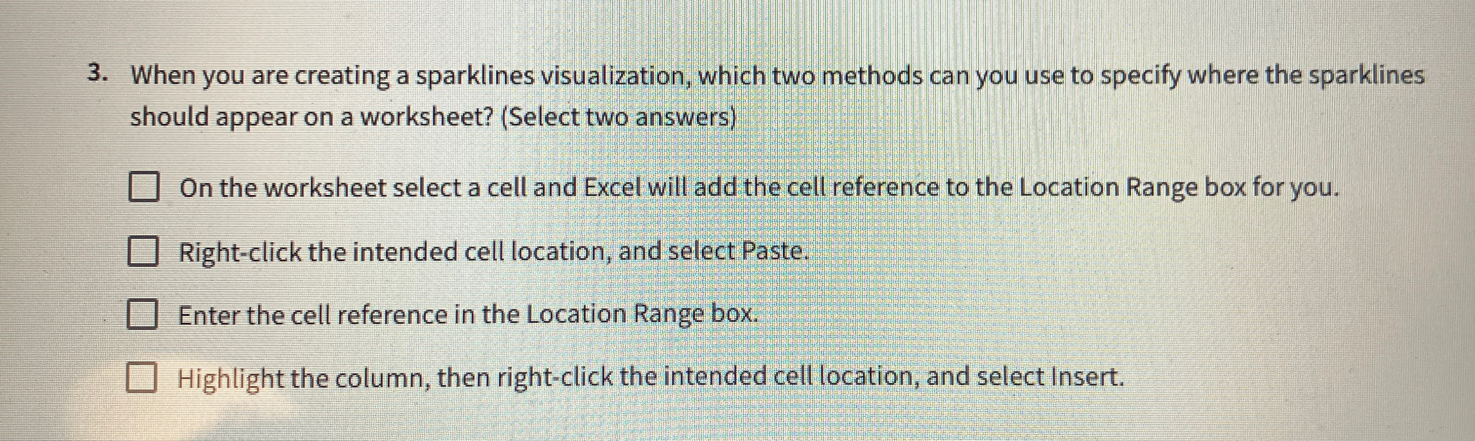 When you are creating a sparklines visualization,