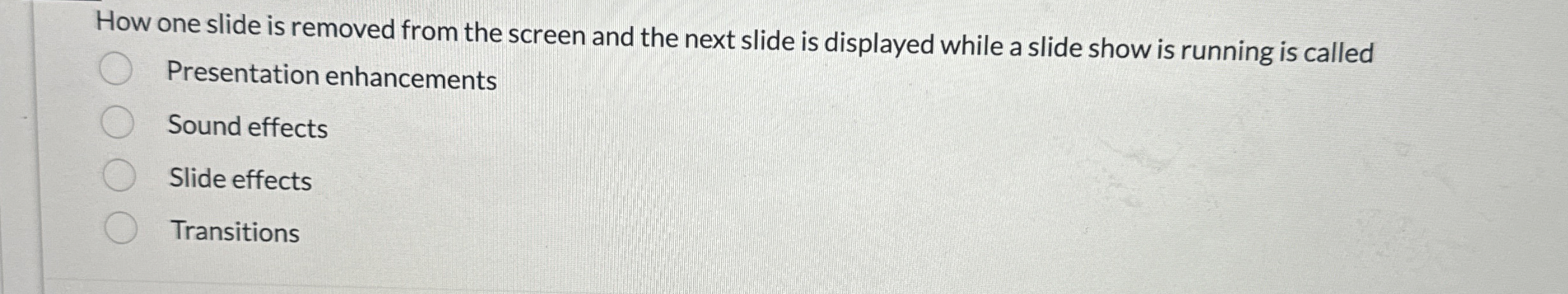 How one slide is removed from the screen and the