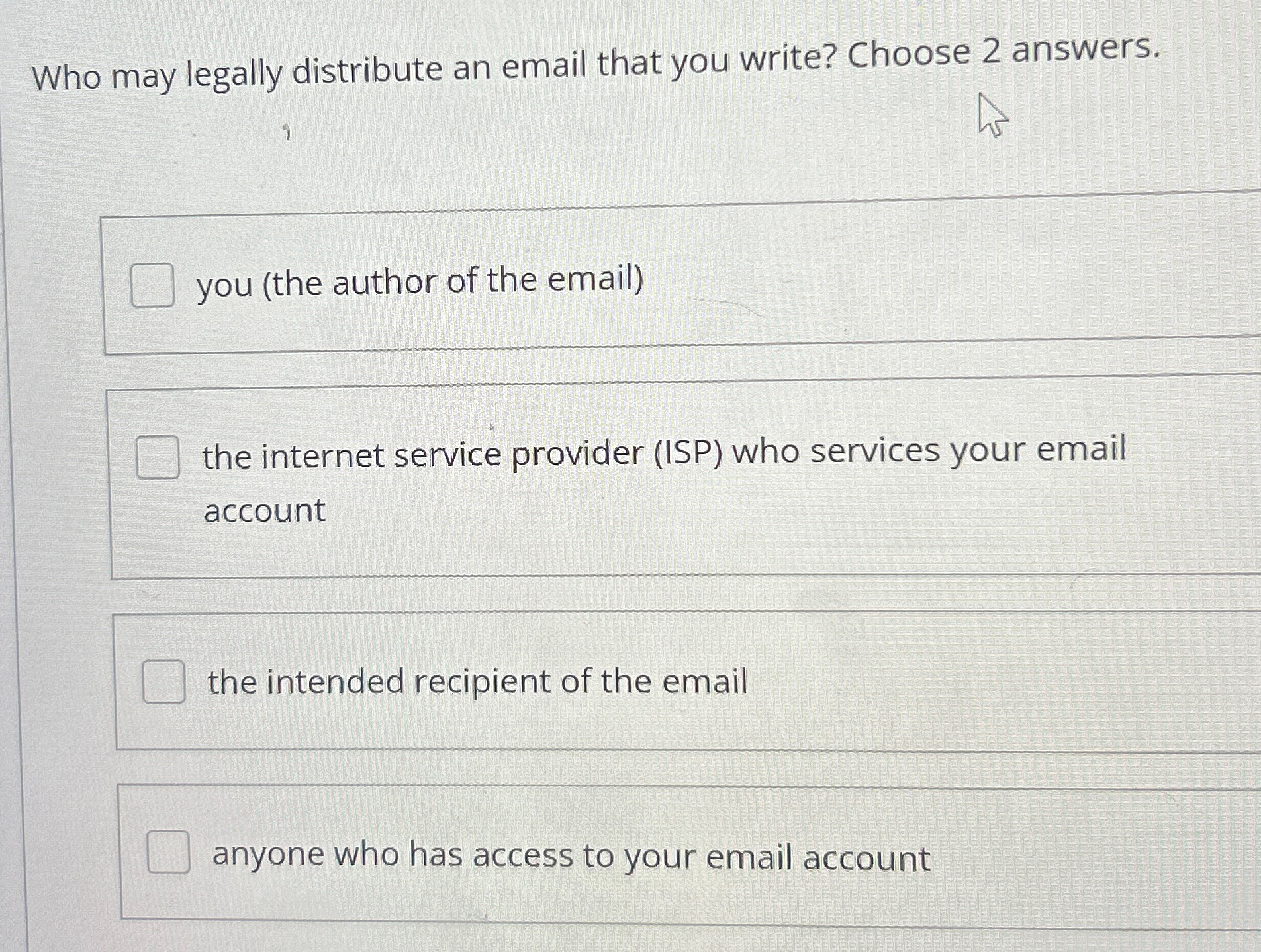Who may legally distribute an email that you