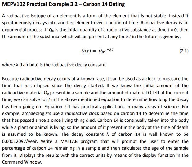 MEPV 1 0 2 Practical Example 3 . 2 - Carbon 1 4