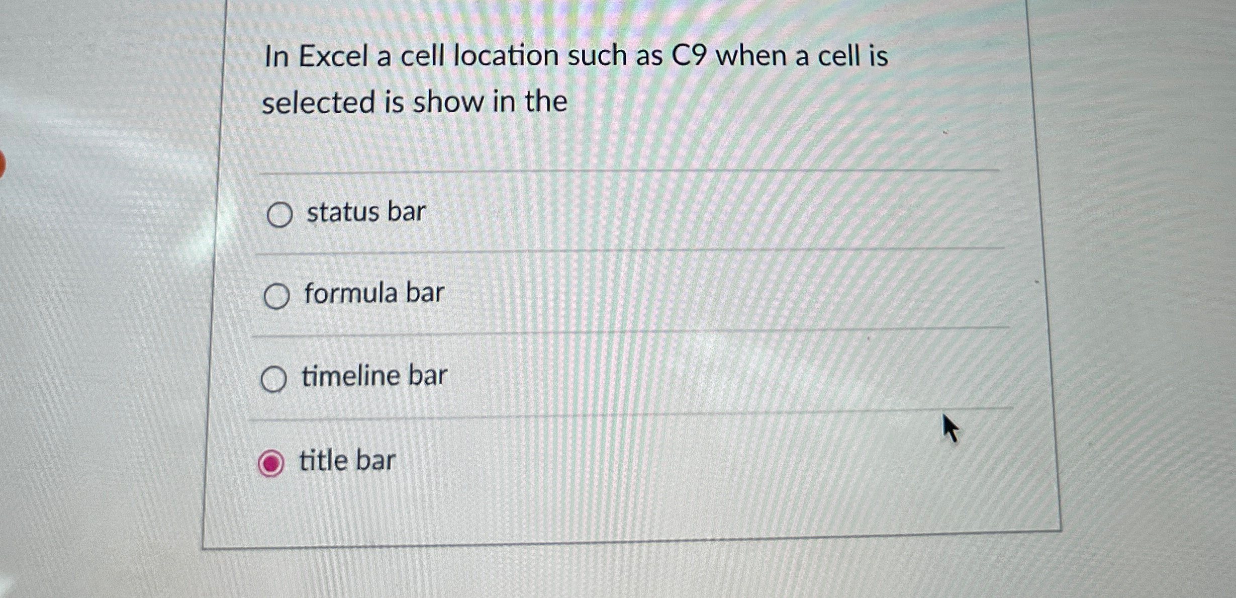 In Excel a cell location such as C 9 when a cell