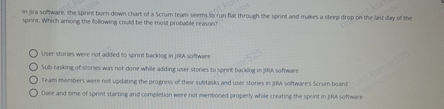 In Jira software, the sprint burn - down chart of
