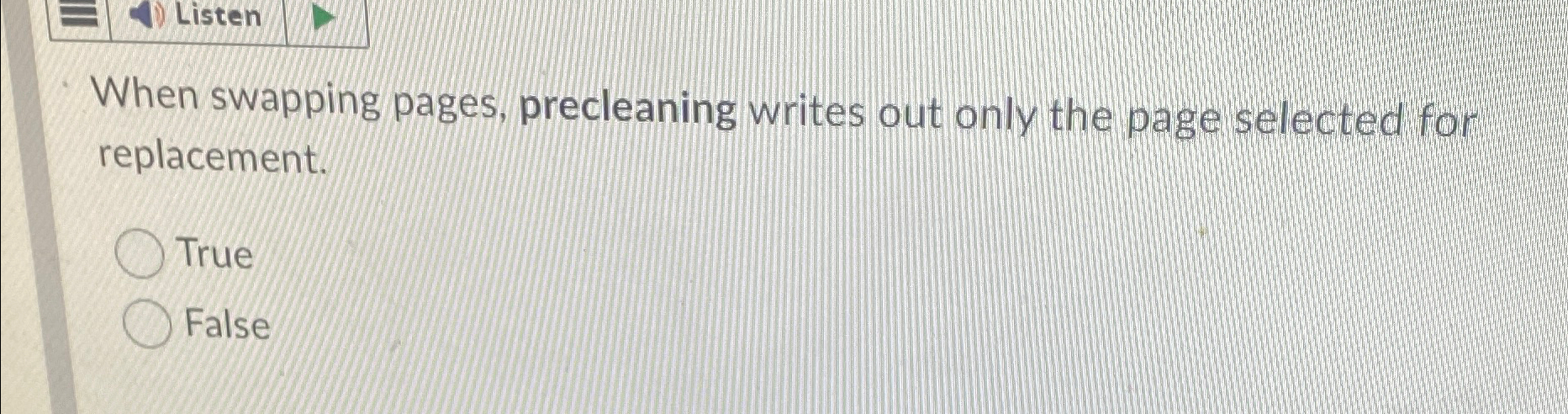 Listen When swapping pages, precleaning writes