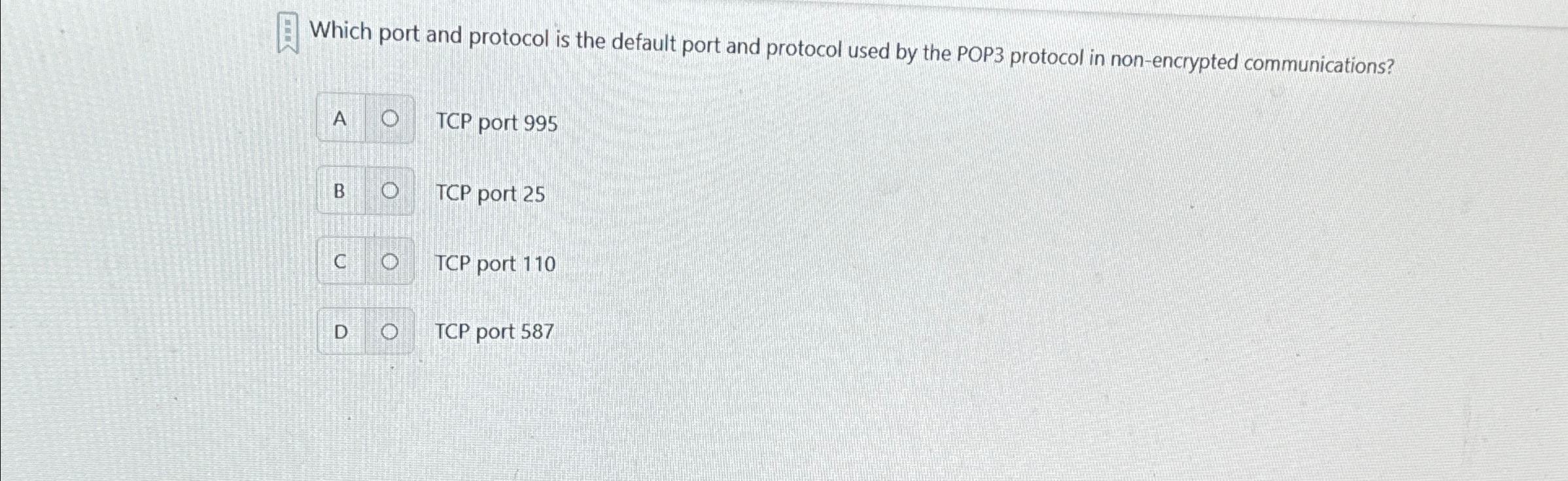 Which port and protocol is the default port and