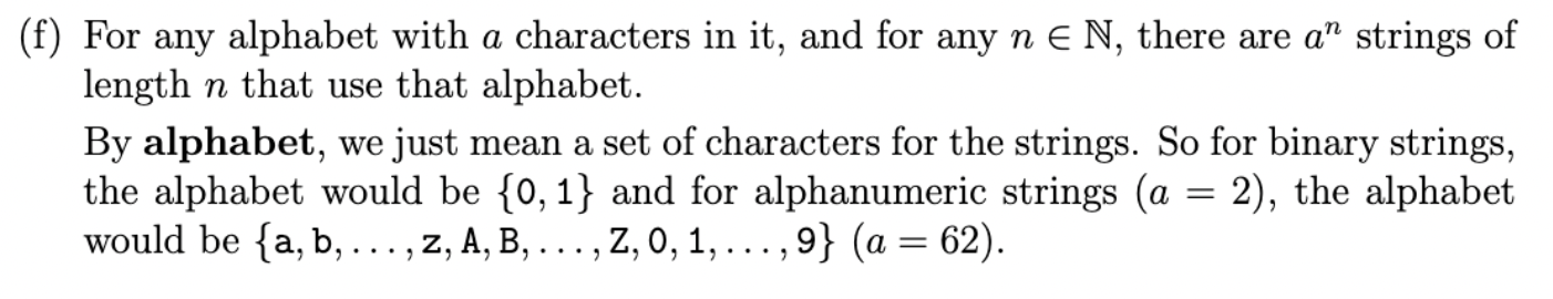 Prove by induction. ( f ) For any alphabet with a
