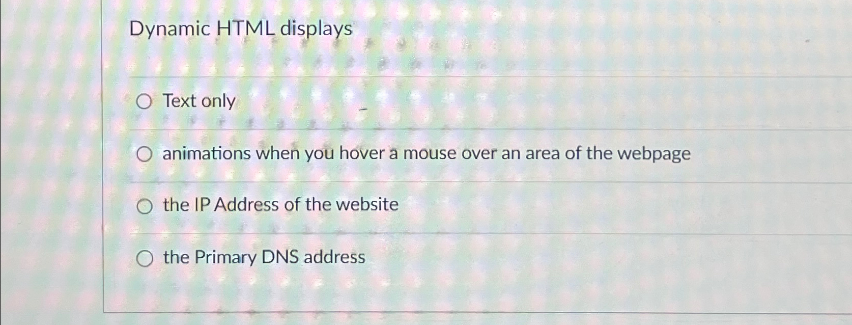 Dynamic HTML displays What? Text only animations