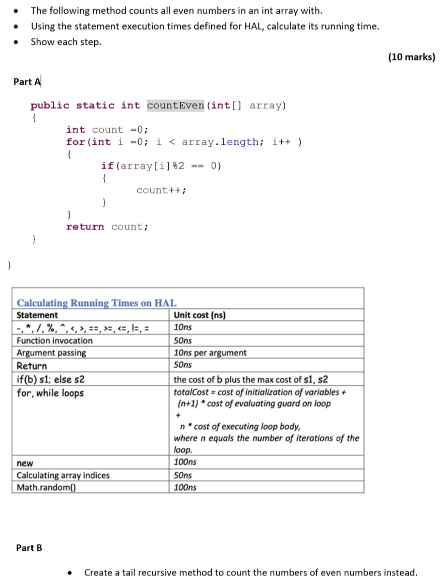 The following method counts all even numbers in