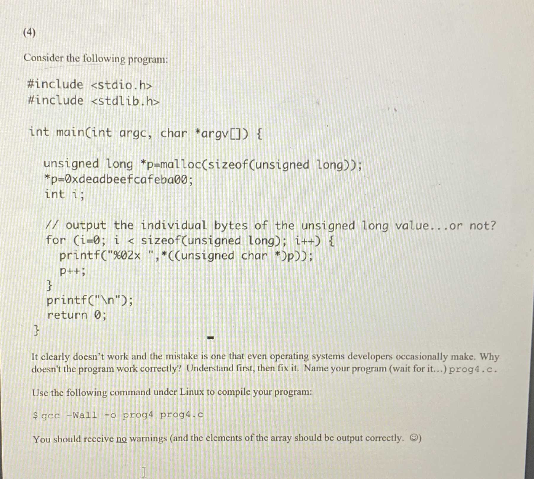 ( 4 ) Consider the following program:It clearly