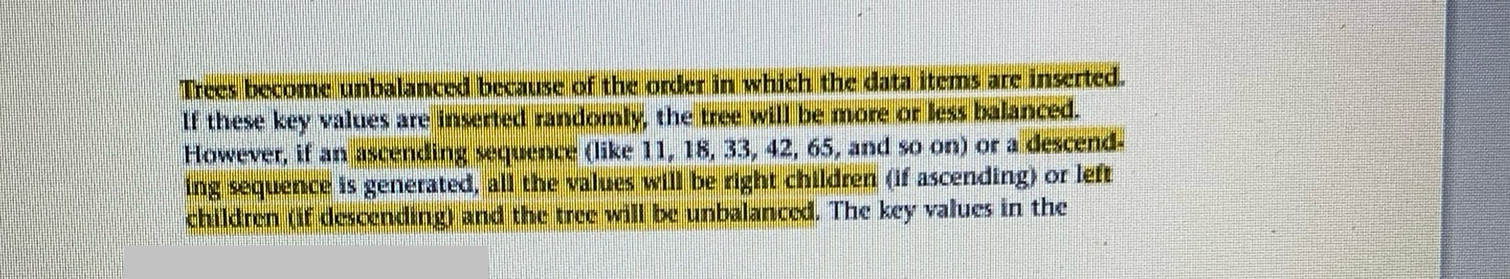 Trees become unbalanced because of the onder in