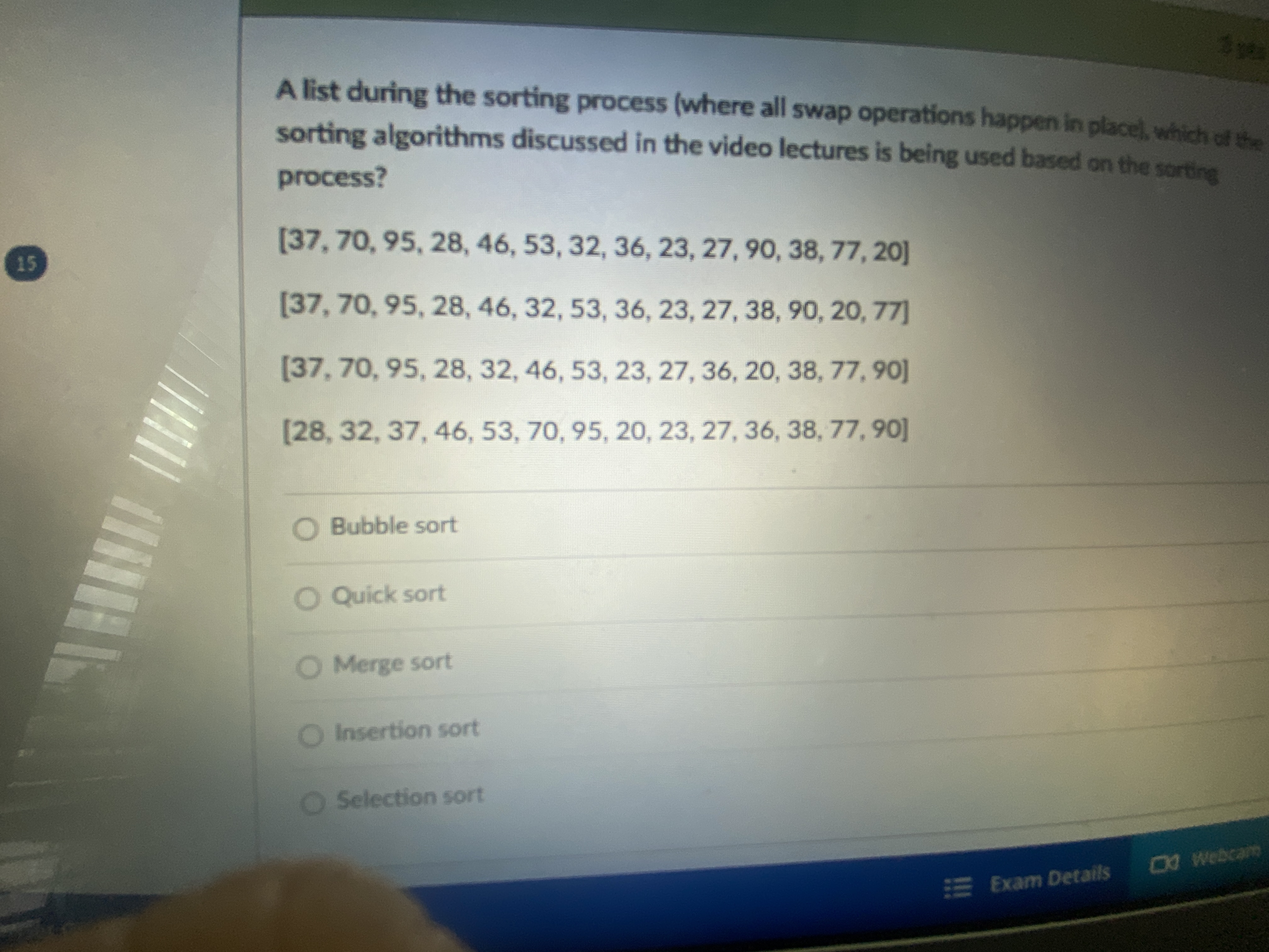 A list during the sorting process ( where all