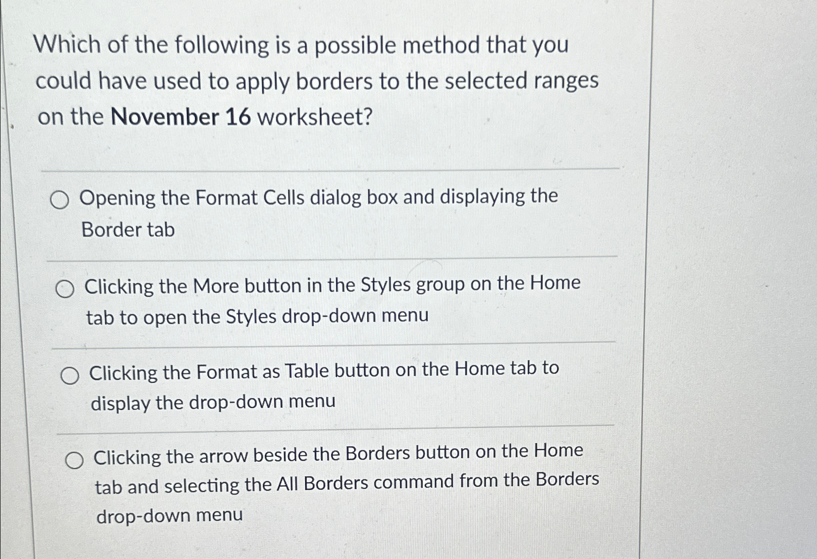 Which of the following is a possible method that